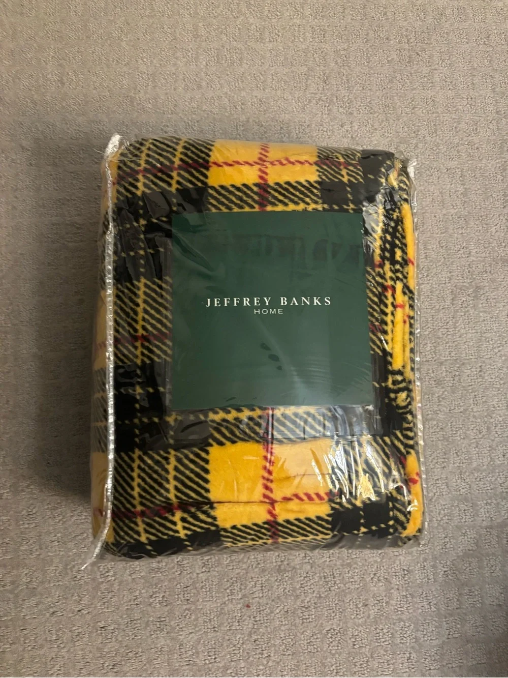 Jeffrey Banks Home Yellow Plaid Throw Blanket